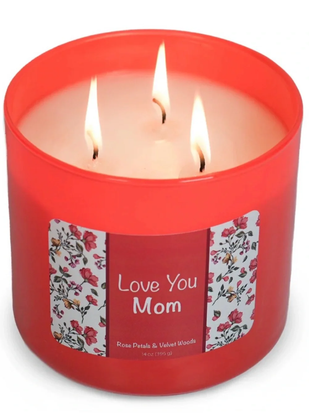 Love You Mom Rose Petals & Velvet Woods Scented Candle - 3 Wick, 14oz